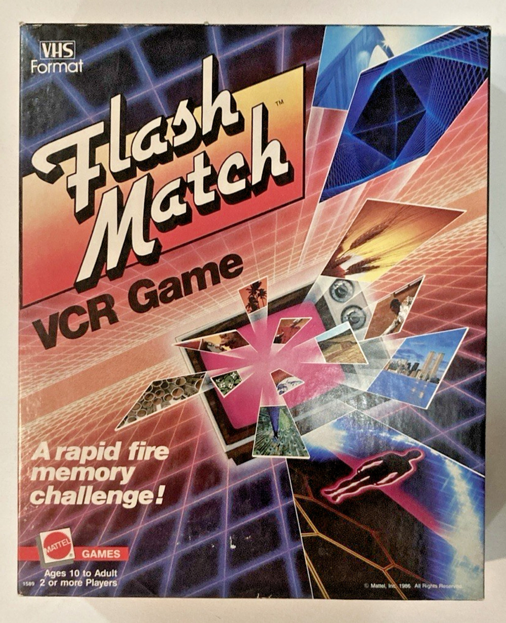 1986 Flash Match VCR Game Vintage Mattel 100% Complete Fully Tested Works VHS